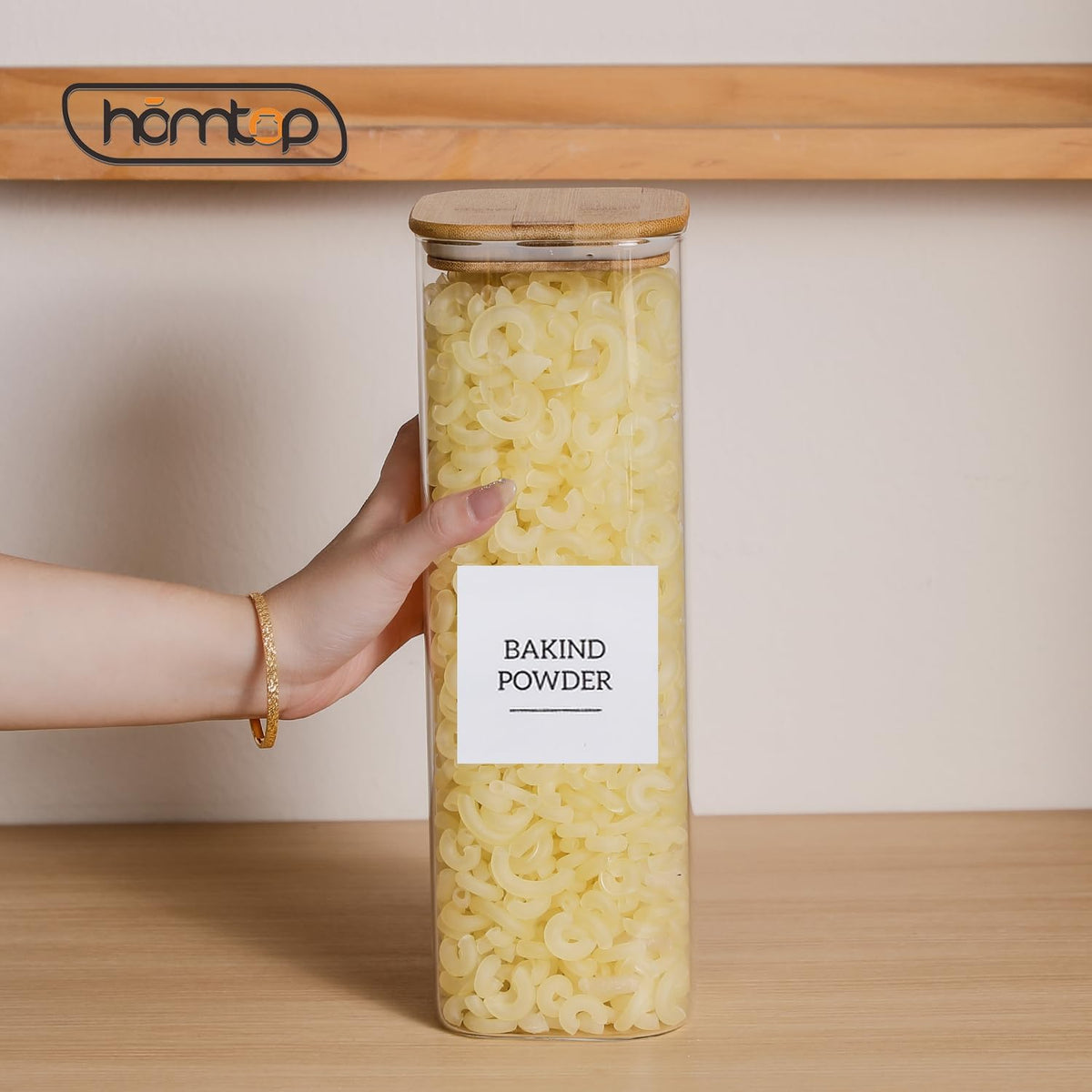 Glass Jars with Bamboo Lids 3 Pack, 74 Oz Airtight Square Storage Container, High Borosilicate Glass Kitchen Canisters for Soild food, Nuts/Cookies/Sugar/Pasta