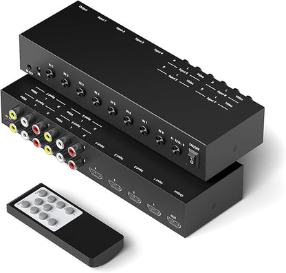 Azduou 4 AV Inputs + 4 HDMI 2.0 Inputs to HDMI Converter
