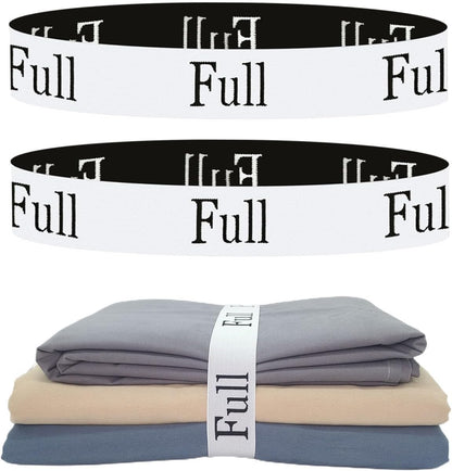 2 Pieces Bed Sheet Organizer Bands, Sheet Organizers and Storage Label Bands, Sheet Label for Bedding, Sheets Organizer for Closet,Sheet Keepers Linen Labels Bedding Bands (2Pcs Full)