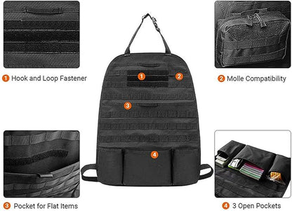 Upgrade 1000D Molle Seat Back Organizer with Pouches, Tactical Molle Vehicle Panel Car Seat Cover Protector Seat Back Organizers