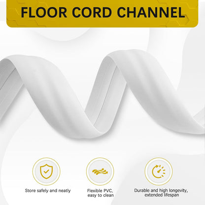 Floor Cord Cover 3.3FT Cord Covers for Wires on Floor Protect Wires & Prevent Trip Hazards, Easy to Cut for Home, Office, School, Concerts, Cavity W0.6in x H0.32in