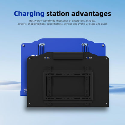 Floor Standing Cell Phone Charging Station with Fast Charigng Cables – 8 Device Charging Dock for Office, Hotel & Public Spaces | Compatible with iPhone ipad Smartphone Tablets Android Port (Blue)
