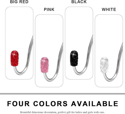 2PCS Car Headrest Hook, Bling Diamond Auto Hooks Stainless Steel Backseat Hangers, Universal Rhinestone Cute Seat Back Organizer Hanger for Purse Bag Clothes, Car Accessories (Red)