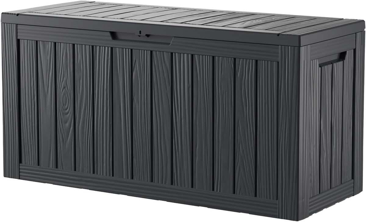 TARKARI 80 Gallon Lockable Resin Deck Box, Waterproof & UV-Resistant Outdoor Storage Box for Outdoor Cushion Storage, Garden Tools & Pool Accessories Storage, Black