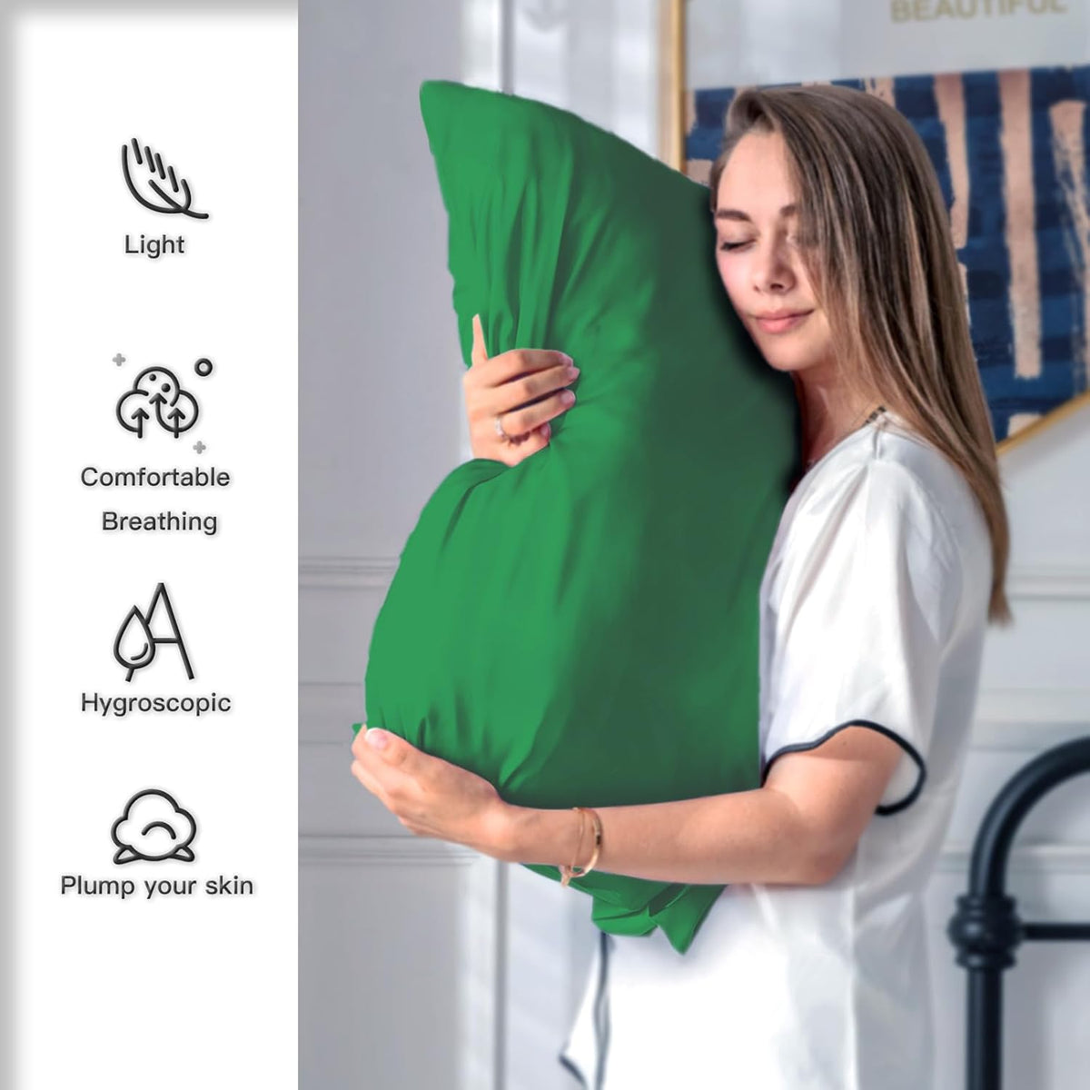 Silk Pillow Cases 2 Pack Soft Breathable and Sliky King Size Pillow Cases Set of 2,Natural Mulberry Satin Silk Pillowcase with Hidden Zipper for Hair and Skin (Olive Green,20"X 36",2pcs)