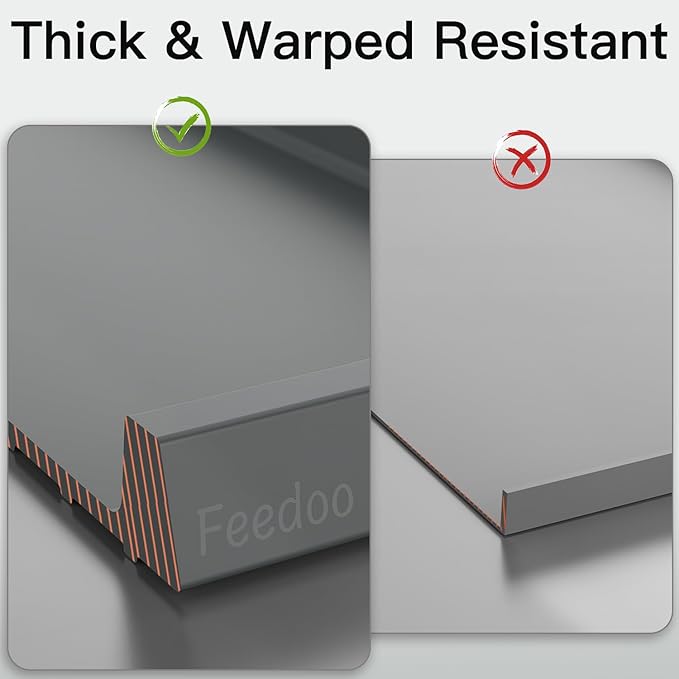 Feedoo Pet Feeding Mat [Warped Resistant Raised Edge], Water-Proof Silicone Placement for Food Water Bowls, Anti-Slip Base Protect Floor, BPA-Free&Dishwasher-Safe [18.5x11.5inch Medium, Gray]