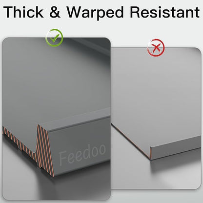 Feedoo Pet Feeding Mat [Warped Resistant Raised Edge], Water-Proof Silicone Placement for Food Water Bowls, Anti-Slip Base Protect Floor, BPA-Free&Dishwasher-Safe [18.5x11.5inch Medium, Gray]