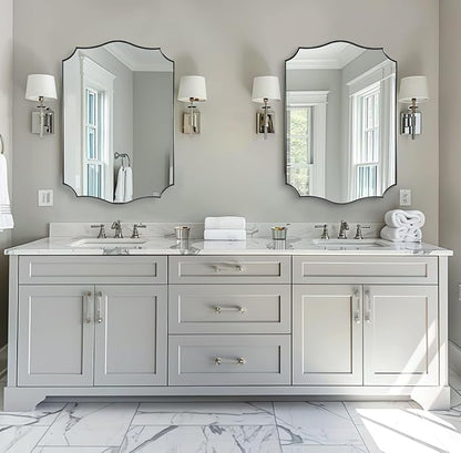 ANDY STAR Brushed Nickel Bathroom Mirror, 24x36’’ Silver Wavy Wall Mirror
