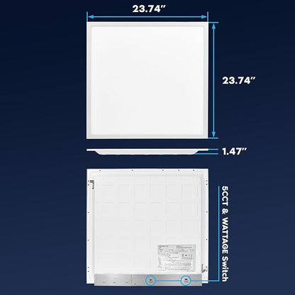 LUXRITE 2x2 FT LED Flat Panel Light, 5CCT Color Selectable 3000K 3500K 4000K