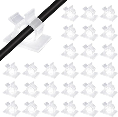 Viaky Self Adhesive Cable Clips, Wire Organize Cables Wire Management Clamps Outdoors Tie Holder Work for Cable Width 0.4''-Computer, Electrical Charging(Translucent, 30pcs)