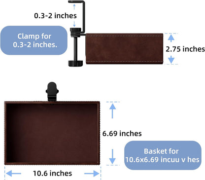 Mesh Hidden Desk Organizer with Swivel Drawer, Heavy-Duty C-Clamp Mount for Office Supplies, Art Tools & Pencil Storage – Easy Install Desktop Accessories (Coffee)