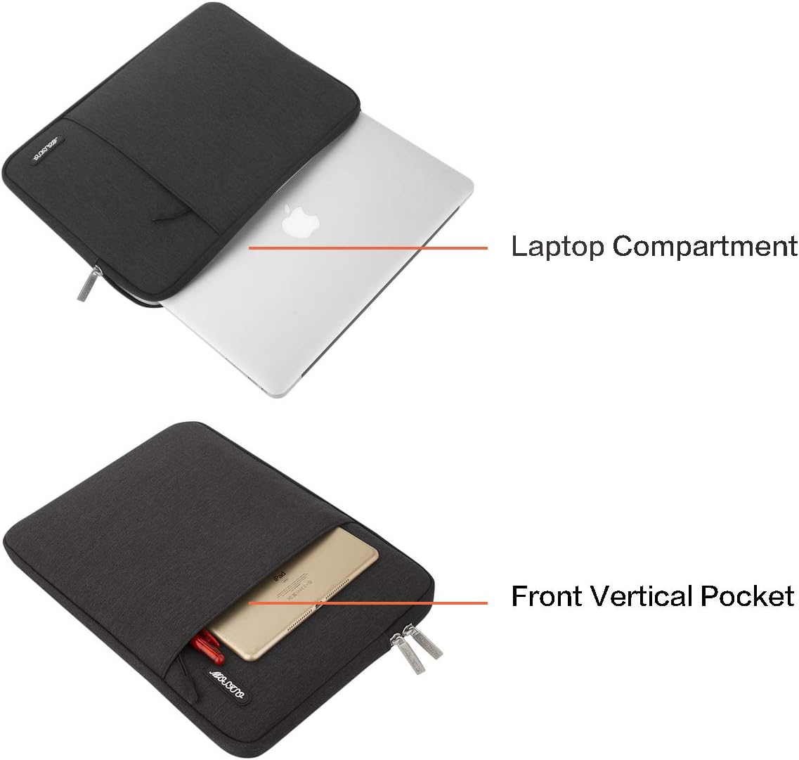 MOSISO Laptop Case 18.5 inch, 18-18.5 inch Laptop Sleeve Compatible with ASUS Gaming Monitor HP Dell Lenovo Notebook, Polyester Vertical Computer Sleeve Bag with Pocket, Black