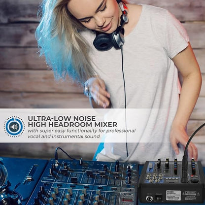 Pyle Professional Audio Mixer Sound Board Console System- Interface 4 Channel