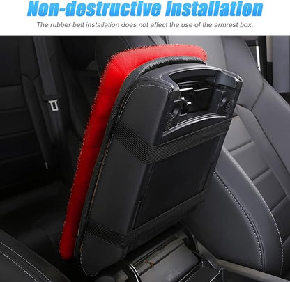 Fluffy Car Armrest Cover, Universal Car Center Console Pad, Car Armrest Seat Box Cover Decor Accessories for Women Men, Armrest Seat Box Cover Protector for Most Vehicle, SUV, Truck, Car (Red)