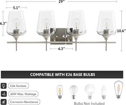 VONLUCE Bathroom Vanity Light, 4 Light Bathroom Light Fixture Over Mirror