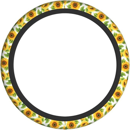 Sunflower Cute Steering Wheel Cover Non-Slip Breathable Sweat-Absorbent Suitable for SUV Van Truck Car Universal Protection Accessories 15 Inch Suitable for Women Men