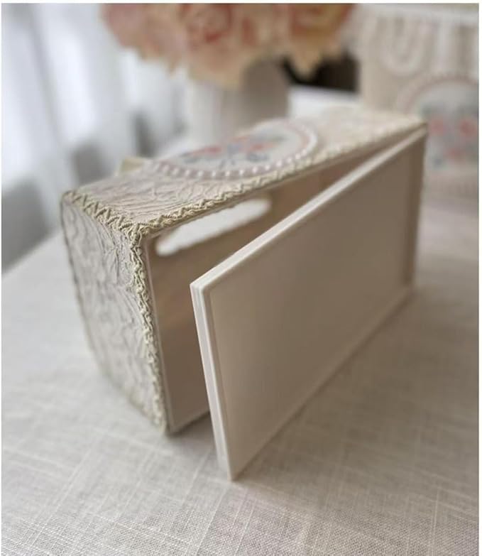 Tissue Cover Holder Fabric Art Cute Tissue Box Cover Dispenser Napkin Organizer for Bathroom Bedroom Office and Car (A-Beige)