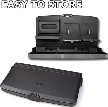 VaygWay Foldable Car Food Tray Holder Multi- Functional Portable Auto Food and Drink Tray – Black Eating Organizer Backseat Car Tray – Kids Table Holder Desk- Laptop, Meal (1 Pk Black)