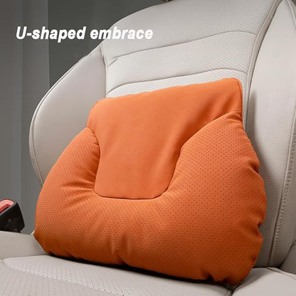 Car Neck Pillow Set for BMW M5 Touring 2025, Leather Car Headrest Lumbar Support Waist Backrest Head Support Cushion,Brown