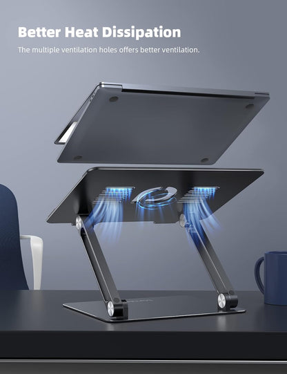 Lamicall Adjustable Laptop Stand, Portable Laptop Riser, Aluminum Laptop Stand for Desk Foldable, Ergonomic Computer Notebook Stand Holder for MacBook Air Pro, Dell XPS, HP (10-17.3'') - Black