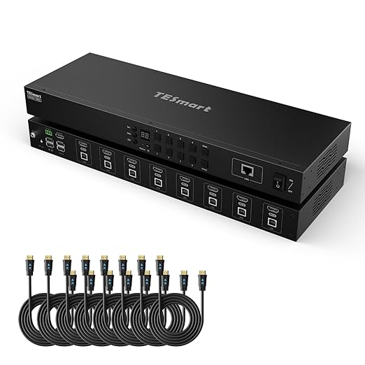 TESmart 8X1 HDMI KVM Switch 8 Port 4K@30Hz, USB2.0 Rackmount KVM