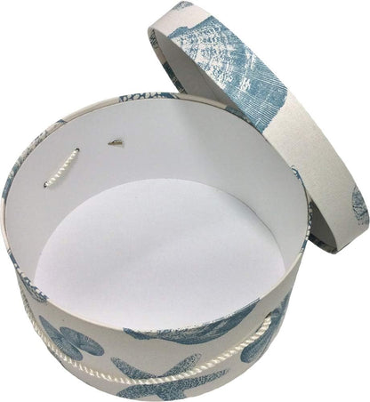 Sarah's Hat Boxes Classic Shells Hat Box – 12.75" x 6.5" (Dia. x Ht.) Handmade in USA – Odorless Non-Toxic Adhesive, Cording Handle – Premium Storage for Hats & Accessories