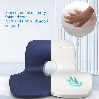 Chair Cushion - Car Seat Cushion with Back Support Pillow for Ergonomic Comfort, Non Slip with Memory Foam Relief, Lumbar Support Pad for Hips Women Men Office Travel Driving Home Car Use