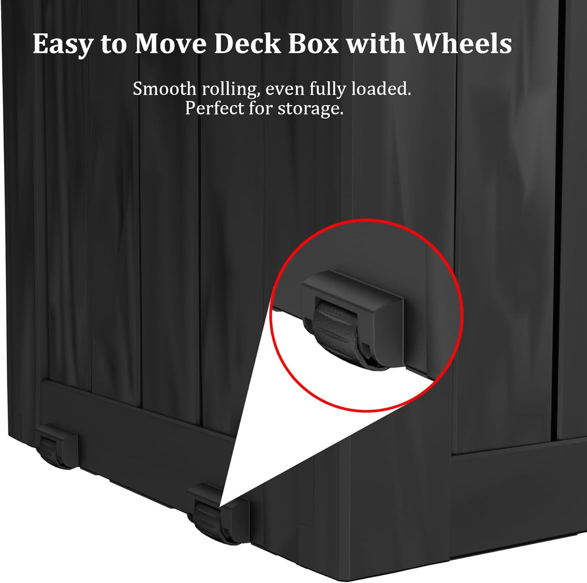 80 Gallon Outdoor Storage Box with Wheels, Waterproof Lockable Resin Deck Box Patio Storage Bin for Pool Accessories Cushion Furniture, Garden Tools, UV-Resistant Outside Delivery Black