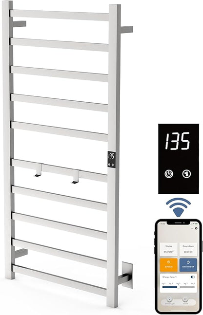 Smart Wireless Electric Towel Warmer | Blade Thin 10 Bar Design | Hardwired &