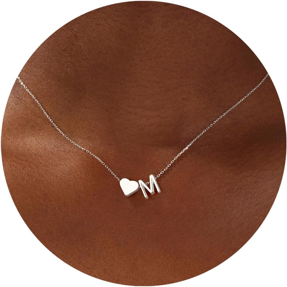 Turandoss Christmas Gifts for Grandkids - Dainty 18K Gold Plated Tiny Heart Initial A-Z Letter Pendant Necklace Stocking Stuffers for Teen Girls Jewelry