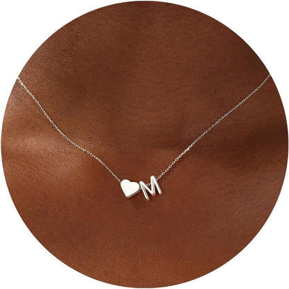 Turandoss Christmas Gifts for Grandkids - Dainty 18K Gold Plated Tiny Heart Initial A-Z Letter Pendant Necklace Stocking Stuffers for Teen Girls Jewelry