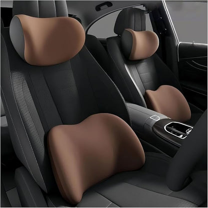 Car Lumbar Support Pillow and Car Neck Pillow Kit for BMW Z4 Z4M E85 E86 E89 G29 E52 20i 30i M40i, Car Seat Neck Back Rest Pillows, Ergonomic Car Seat Headrest & Lumbar Cushion,C Coffee