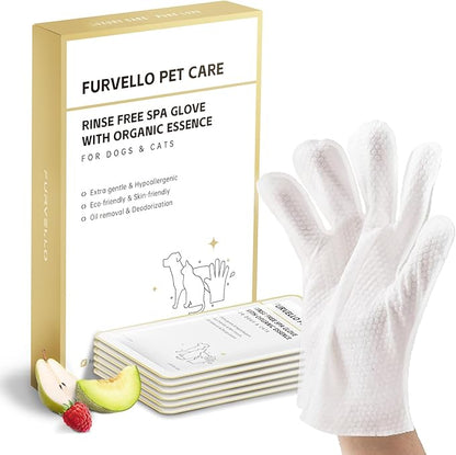 FURVELLO Nourishing Pet Glove Wipes for Dogs & Cats, 4-in-1 Grooming Wipes (Cleaning, Combing, Massaging, Caring), 7 Plant Extracts, Eco-Friendly & Natural, 18PCS (Dog Wipes Cleaning Deodorizing)