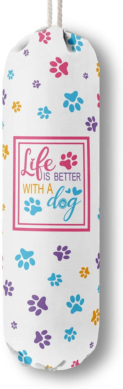 Funny Life Is Better With A Dog, Grocery Bags Holder Organizer For Shopping Bags, Wall Mount Plastic Bags Storage Container Dispensers, Gift For The Preferred Family And Friends