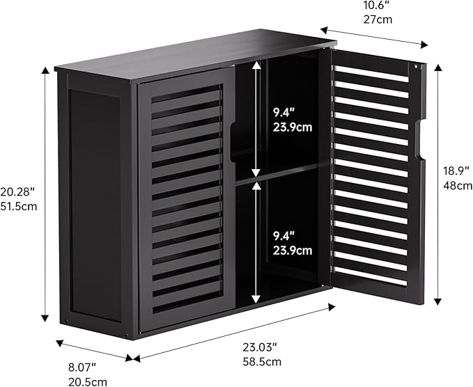 HITNET Black Bathroom Storage Cabinet, Hanging Medicine Cabinet
