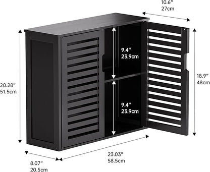 HITNET Black Bathroom Storage Cabinet, Hanging Medicine Cabinet