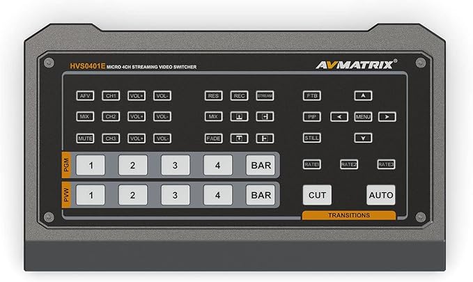 AVMATRIX HVS0401E Video Switcher Mixer 4 Channel SDI HDMI Inputs 2 Channel PGM