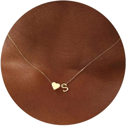 Turandoss Christmas Gifts for Grandkids - Dainty 18K Gold Plated Tiny Heart Initial A-Z Letter Pendant Necklace Stocking Stuffers for Teen Girls Jewelry