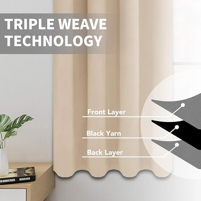 Easy-Going Blackout Curtains for Bedroom, Solid Thermal Insulated Grommet and
