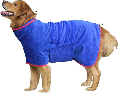 HhiMyOct Dog Drying Coat - Fast Drying Dog Towel Robe - Microfiber Super Absorbent Pet Bathrobe, Adjustable Collar & Belly Strap Fast Drying Coat Pet Dog Cat Bath Robe Towel