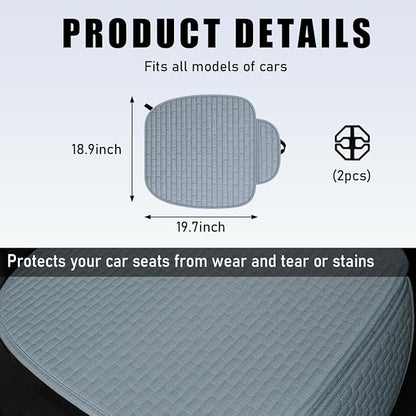 2PCS Car Seat Bottom Cover Pad, Breathable Auto Front Seat Button Cushion Mat with Pocket, Soft Comfortable Vehicle Seat Protector Pad, Universal Truck SUV Car Accessories (Gray)