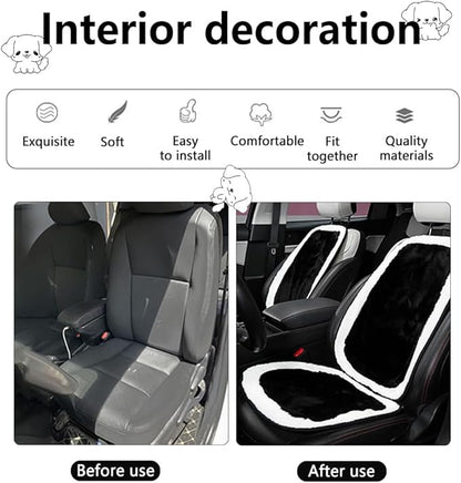 Set of 8 Car Headrest & Lumbar Support & Seat Cushion & Back Support Pillow Cute Black & White Dog Pattern Car Seat Pillow Comfortable & Durable Car Accessories Pillow for Long Sitting