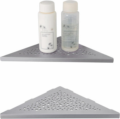 Brushed Nickel 10’’ Corner Shower Shelf Bathroom Shower Shelves, 2 Pack Triangular 304 Stainless Steel Shower Corner Shelf for Tiled Walls, No Drilling