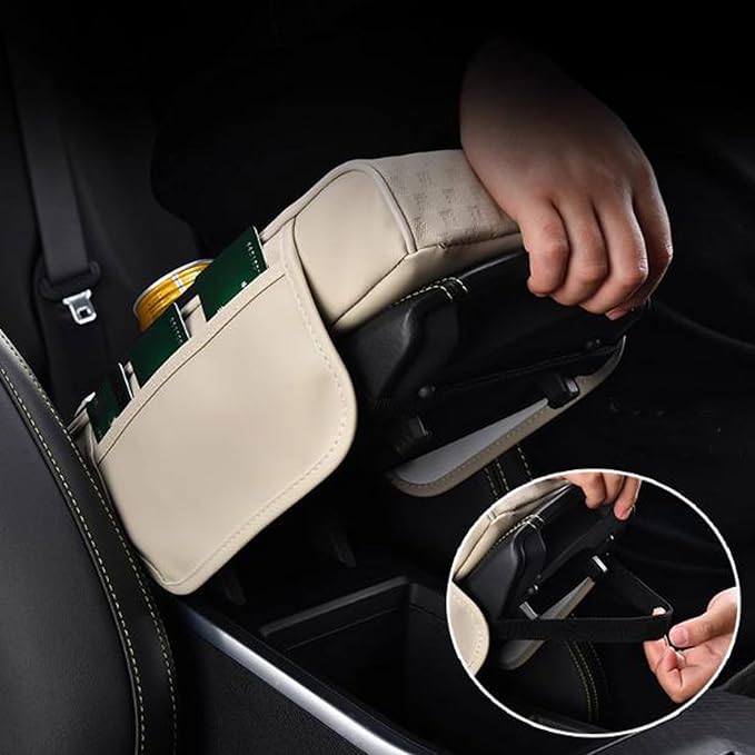 Car Center Console Cushion Pad for Nissan Murano II (Z51) 2008 2009 2010 2011 2012 2013 2014, Anti-Scratch Armrest Middle Console Cover with Cup Holde 2 Storage Bags Accessories,G
