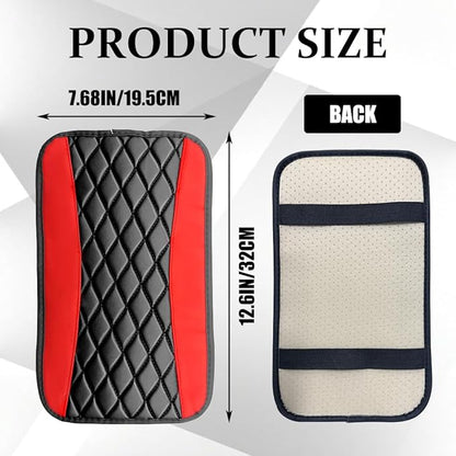 Car Center Console Cushion Pad, Arm Rest Covers, 12.6"×7.5" Leather Waterproof Auto Armrest Seat Box Protector, Auto Comfortable Center Console Cover Universal for Most Vehicles (Red)