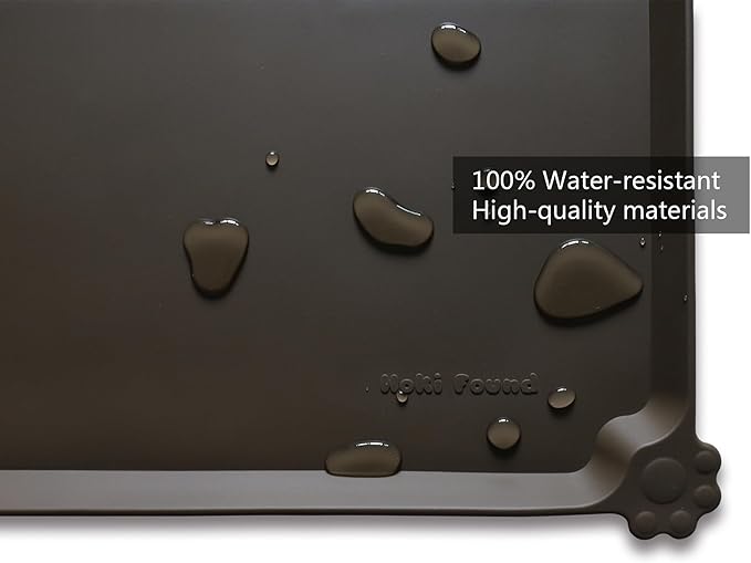 Hoki Found XX-Large Silicone Pet Food Mats Tray - Non Slip Pet Dog Cat Bowl Mats Placemat - Dog Pet Cat Feeding Mat - Waterproof Dog Cat Food Mats -Pet Water Mats for Carpet - Coffee
