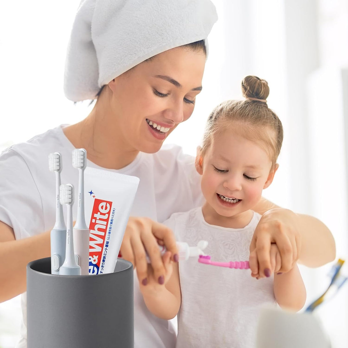 Toothbrush Holders for Bathrooms - 1 Cups Ceramic Toothbrush Toothpaste Holders, Grey Bathroom Tumbler Cups Reusable Toothbrush Mouthwash Cup, Bathroom Counter Organizer.