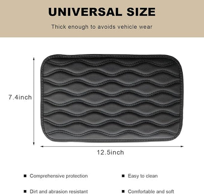 Car Center Console Pad, Waterproof Leather Armrest Seat Box Cover Protector, Non-Slip Middle Console Cushion Pad Interior Decor Fits Most Vehicles, Car Accessories (Black)