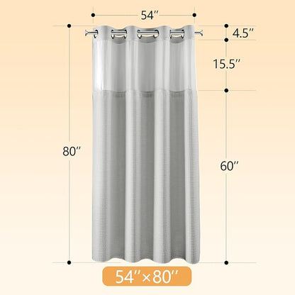 River Dream Lake Wanaka Fabric Shower Curtain Set, Cotton Blend, Waffle Weave, with Snap in Replacement Liner，54 x 80 inches