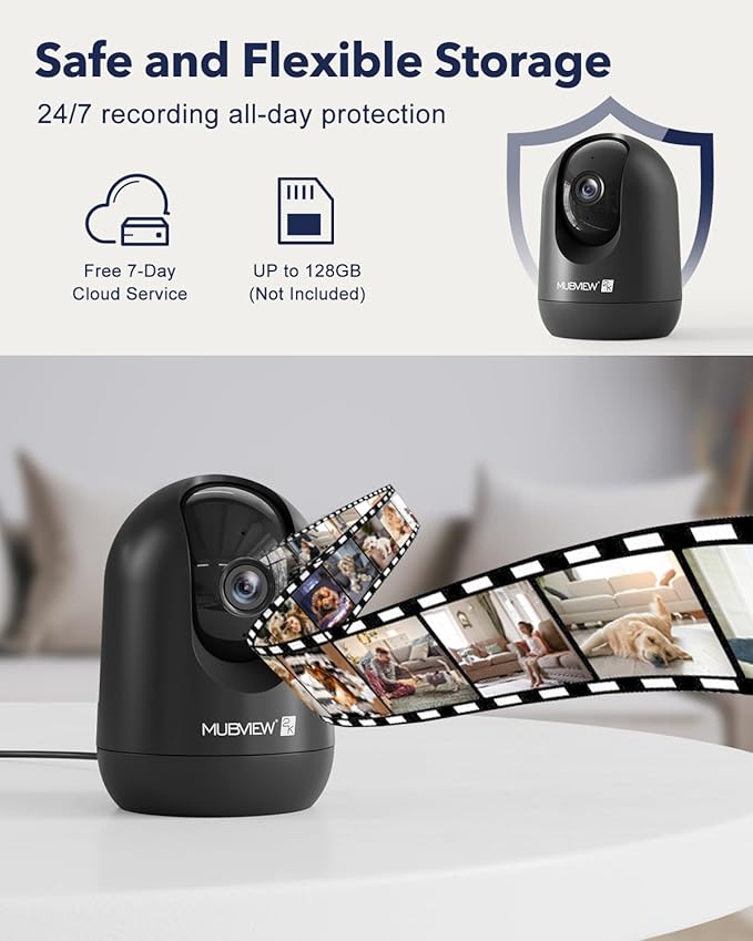 MUBVIEW Cameras for Home Security, Indoor Security Camera, 2.4/5GHz WiFi Wired